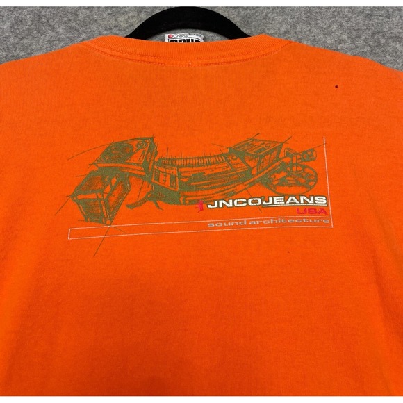 Vintage JNCO Jeans T Shirt Mens XL Orange Y2K 90s Sound Architecture Skater USA - Picture 5 of 15